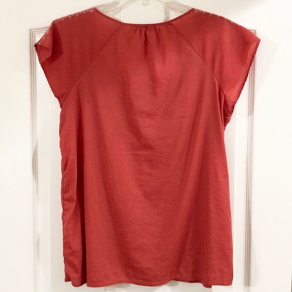 Old Navy Women’s S/S Orange Boho Peasant Top with Embroidery and Neck Ties - M - Picture 6 of 16